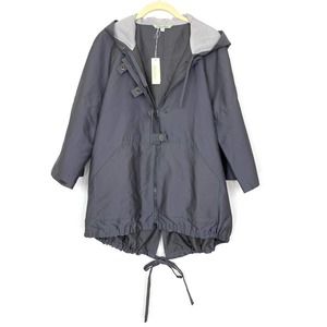 Redwood Court Size Small Long Tux Jacket Grey Hooded Zip Up Linen Blend Tie‎